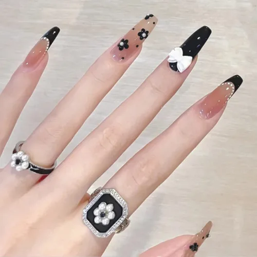 Vista 19 de Uñas postizas a presión de longitud media – 24 piezas de acrílico artificial reutilizables de cobertura completa para mujeres, diseño de corazón