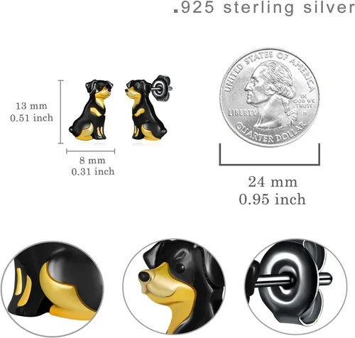 Vista 4 de Aretes de perro Yorkiepastor alemánbulldog francéscorgichihuahuarottweiler aretes para mujeres y niñas, joyería de perro, regalos para mujeres
