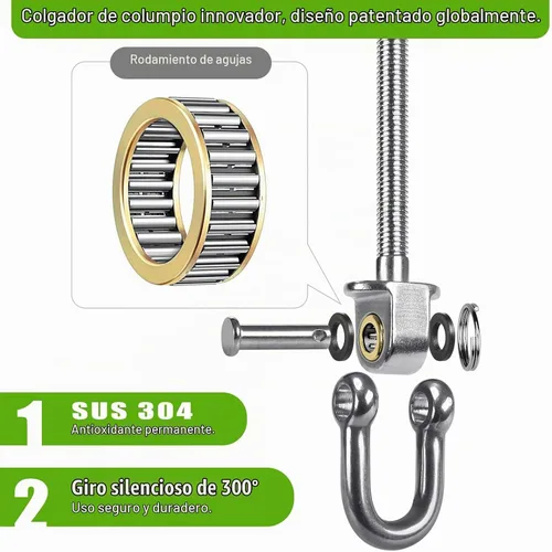 Vista 4 de SELEWARE Percha de columpio resistente con rodamientos, paquete de 2