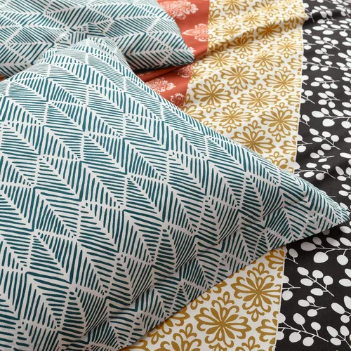 Vista 5 de Lush Decor Juego de funda de edredón reversible de algodón a rayas bohemias, juego de 3 piezas, tamaño King, turquesa y naranja, juego de cama a