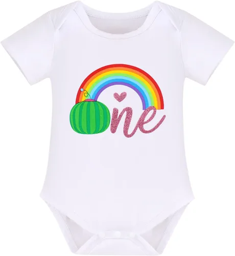 Vista 45 de IBAKOM Conjunto de ropa de 3 piezas para bebé niña de 1er cumpleaños + tutú de tul de princesa arcoíris + diadema con lazo, conjunto de ropa de 3