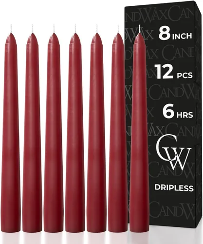 Vista 28 de CANDWAX Juego de 12 velas cónicas color naranja de 8 pulgadas, sin goteo, sin perfume, de larga duración, perfectas para fiesta de Halloween