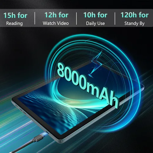 Vista 7 de ANTEMPER Tablet Android de 10 pulgadas, tabletas celulares 4G, Octa-Core, 128 GB de almacenamiento + 14 GB de RAM/1 TB expandible, WiFi 5G, batería