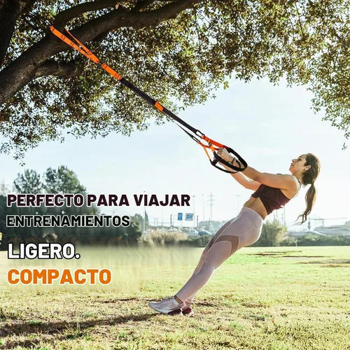 Vista 5 de Kit de entrenamiento de resistencia para el hogar, correas de entrenamiento de suspensión con extensión ajustable, anclaje de puerta y bolsa