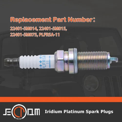 Vista 7 de Bujias de repuesto automotriz 22401-5M015 Bujias PLFR5A11 paquete de 6 bujías de iridio compatibles con Infiniti FX35 G35 I35 M35 M45 Q45 QX4 350z