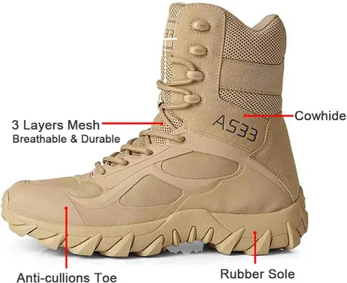 Vista 2 de Einplus Botas tácticas militares de combate para hombre, resistentes al agua, ligeras, botas de trabajo