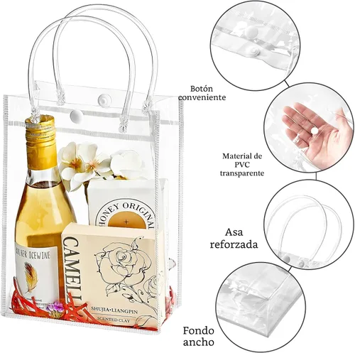 Vista 3 de Ohuimrt - Bolsas de regalo de plástico transparente con asas, 24