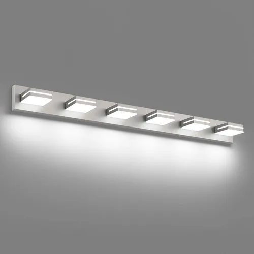 Vista 76 de SineRise - Moderna lámpara LED para tocador de baño (2 luces, 39.4 cm, regulable), iluminación de pared de baño moderna de acrílico cepillado sobre