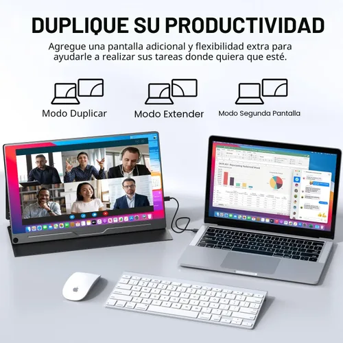 Vista 7 de UPERFECT Monitor portátil, 15.6 pulgadas IPS HDR 1920 x 1080 FHD pantalla de viaje para el cuidado de los ojos, monitor de juegos USB C, monitor