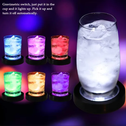 Vista 3 de Paquete de 4 posavasos de cóctel iluminados, posavasos LED recargables por USB, para bar, cerveza y bebidas, luces para club, boda, bar, decoración