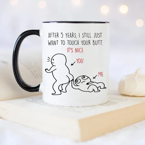 Vista 4 de YouNique Designs Taza de aniversario de 5 años, 11 onzas, divertida taza de café de jubileo de 5ª boda para ella y él, quinto año, 5ª boda