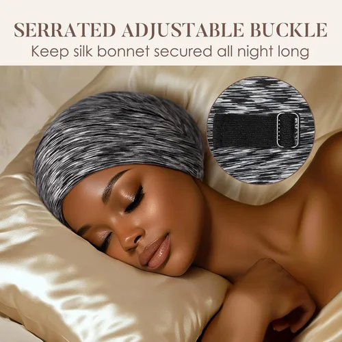 Vista 4 de LULUSILK Gorro de Dormir con Forro de Seda de Morera, Se Acabó el Cabello Encrespado y Enredado, Envoltorio de Cabello de Seda que se Mantiene