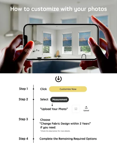 Vista 2 de Yoolax Persianas enrollables motorizadas con control remoto, persianas inteligentes impresas con imagen personalizada que funcionan con Alexa