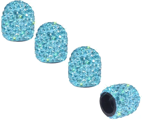 Vista 13 de Tapas de vástago de válvula de neumático Bling para automóvil, 4 piezas universales de tapas de vástago de válvulas de aire de neumáticos negras
