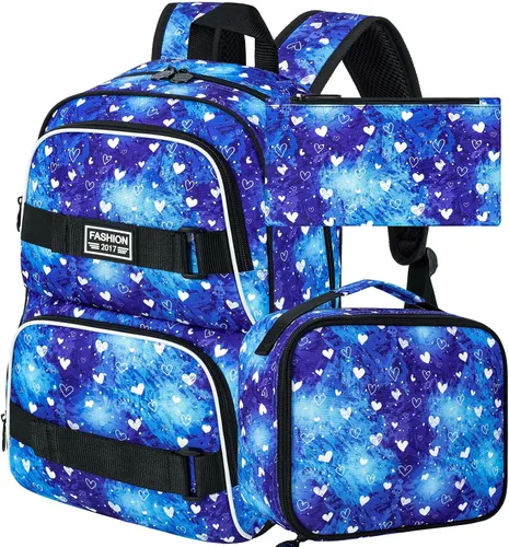 Vista 10 de Mochila de 17 pulgadas para niños y hombres, juego de 3 mochilas para portátiles universitarios para adolescentes y estudiantes, resistente al agua