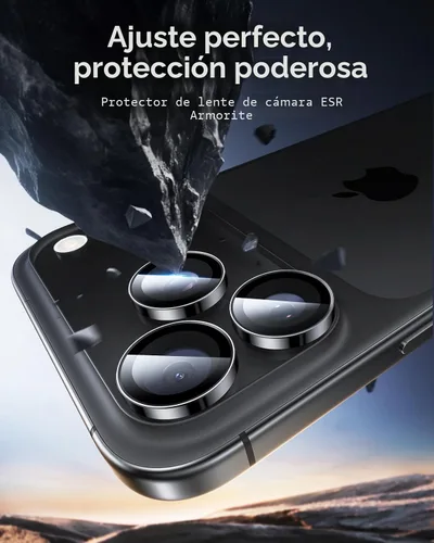 Vista 2 de ESR Protector de lente de cámara para iPhone 15 Pro Max/15 Pro/14 Pro Max/14 Pro, protector de lente individual HD ultra resistente, vidrio templado