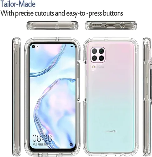 Vista 5 de Funda transparente compatible con P40 Lite 4G/Nova 6 SE/Nova 7i JNY-L21A con protector de pantalla de vidrio templado, bonito protector de cristal a