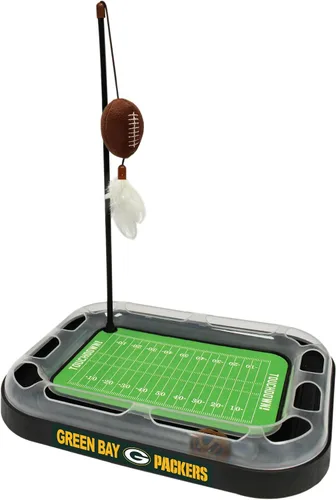 Vista 18 de Pets First NFL BALTIMORE RAVENS Rascador de Campo de Fútbol para Gatos con Juguete de Peluche de FÚTBOL Relleno de Hierba Gatera y Juguete Colgante