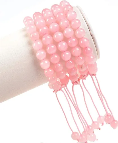 Vista 7 de Pulsera de cuentas de cuarzo rosa de 0.315 in - Amor incondicional y curación emocional, Gema, Ágata