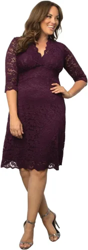 Vista 12 de Kiyonna Vestido midi de talla extra con volantes caprichosos y mangas - Para cóctel, fiesta, invitada a la boda o trabajo Negro (Black Noir)