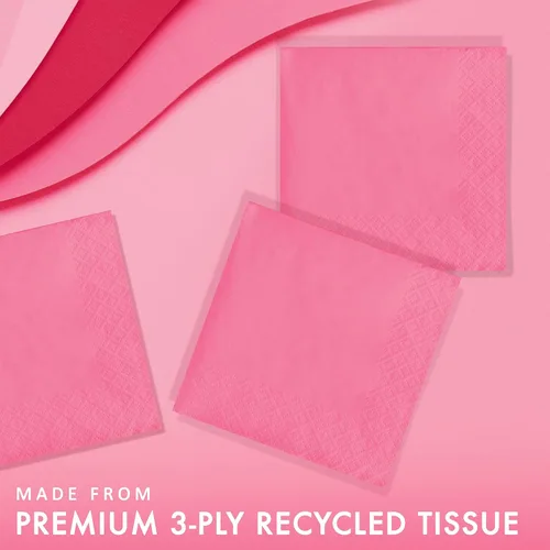 Vista 2 de Creative Converting Touch of Color - Servilletas de papel de 3 capas, 50 unidades para bebidas, color azul Bermudas, Servilleta para bebidas, Rosa