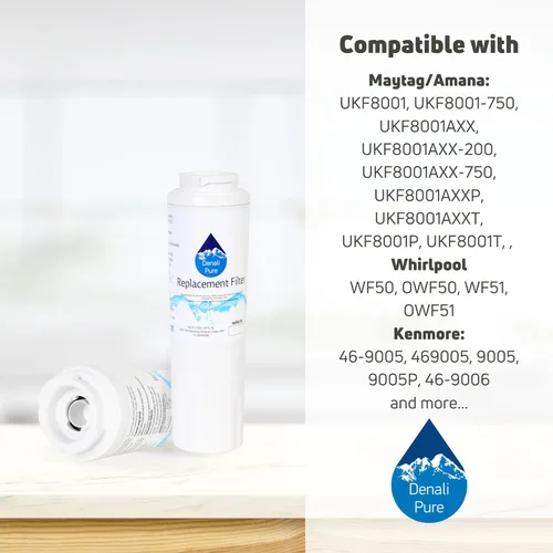 Vista 9 de Paquete de 2 filtros de agua de repuesto para refrigerador Amana ABD2233DES – Compatible con cartucho de filtro de agua Amana UKF8001AXX
