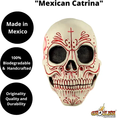 Vista 2 de Ghoulish Productions Máscara de látex mexicana Catrina para fiesta de Halloween para adultos