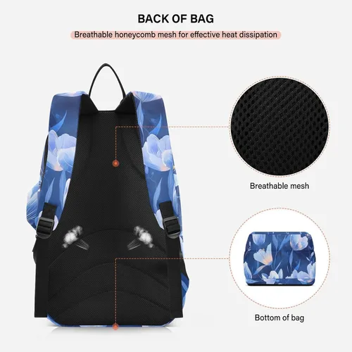 Vista 4 de Unisex Tennis Bag Large Storage Tulipa Flowers Royal Blue Gym Sport Travel Bag for Women Men para raqueta