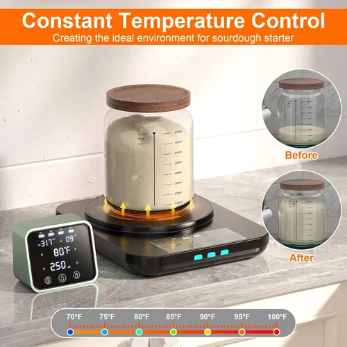 Vista 3 de Tapete calentador eléctrico de masa madre, almohadilla térmica mejorada para iniciador de masa agria, herramienta de calentador de masa madre