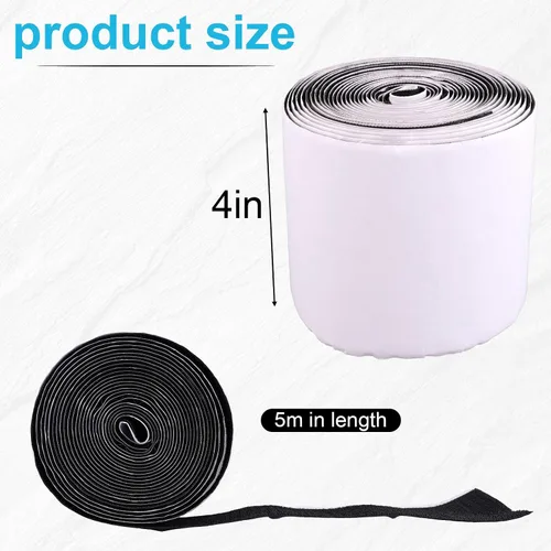 Vista 2 de 2 rollos de cinta de gancho y bucle de 16.4 pies con adhesivo, tiras autoadhesivas de nailon y poliéster de doble cara resistentes para alfombras