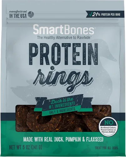 Vista 9 de SmartBones Protein Rings - Golosinas para perros sin piel cruda, pollo real, 10.5 onzas Con pollo real y batata, 30% proteína por anillo, sin