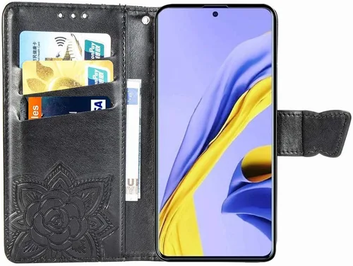 Vista 2 de GYHOYA Funda tipo cartera compatible con Samsung Galaxy A71 para mujer, funda de cuero con función atril magnético y tarjetero para Samsung Galaxy