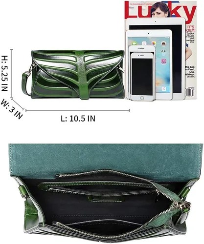Vista 7 de PIJUSHI Bolso bandolera de cuero con diseño de hojas para mujer
