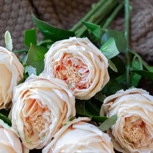 Vista 4 de DUYONE Fake Flowers for Decoration Home Decor Soft Touch Artificial Flowers Austin Rose Peony Latex Fake Flower Living Room Decoration Vivid Pink
