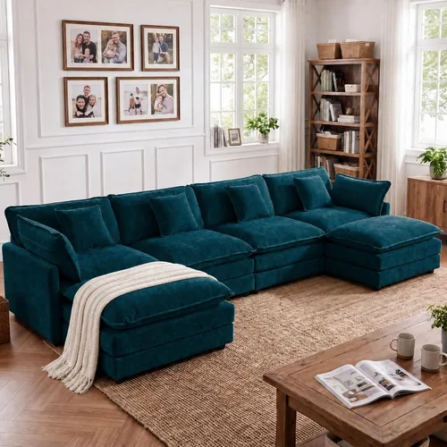 Vista 10 de Tmsan Chenille Cloud - Juego de sofá y silla, color beige y blanco Blanco beige