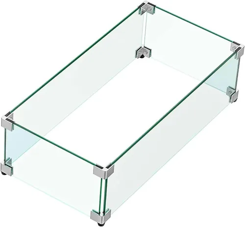 Vista 9 de MESIDA Protector de viento de vidrio para hoguera de 17.5 x 17.5 x 6 pulgadas, protector de vidrio templado, grueso y resistente, con soporte