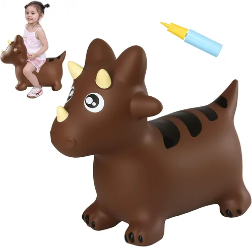 Vista 11 de INPANY Caballo rebotador, juguetes saltarines de oso, animal saltarín para niños pequeños, juguete de goma para montar y rebotar para niños, lindos