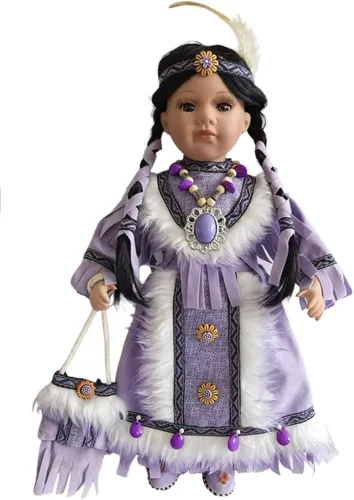 Vista 4 de Muñeca coleccionable de porcelana india nativa americana de 16 pulgadas (ALAMEDA) D16670