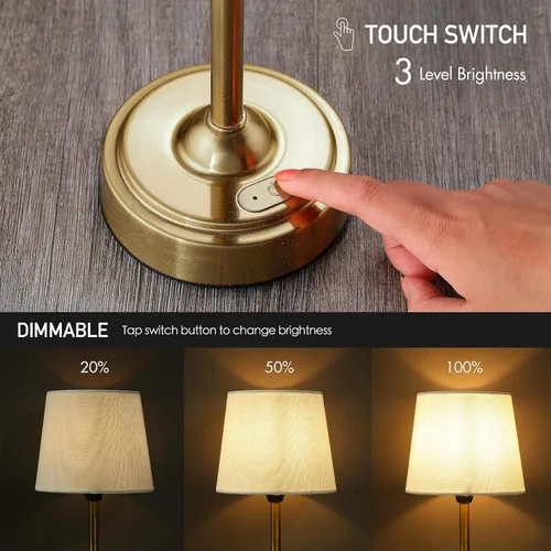 Vista 5 de O’Bright Seraph - Lámpara de mesa LED inalámbrica con regulador, batería recargable incorporada, 3 niveles de brillo, lámpara de mesa para patio