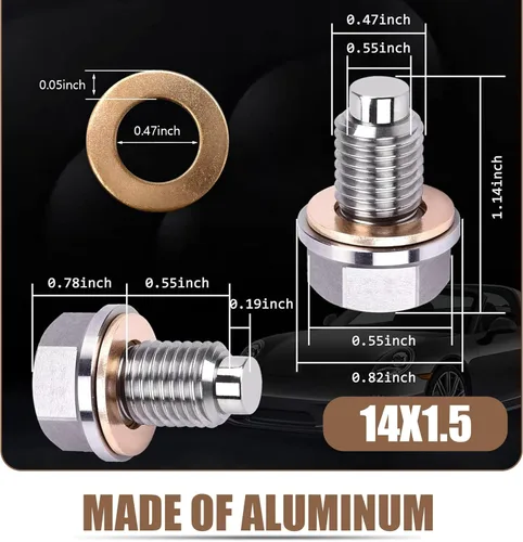 Vista 8 de 1 PC Tuerca de Drenaje de Aceite para Coche, Tapón de Drenaje de Aceite a Prueba de Fugas, Tornillo de Drenaje de Aceite con Junta de Cáscara