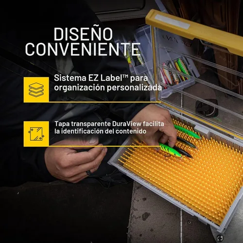 Vista 2 de Caja de Utilidad Premium Plano EDGE Flex Crankbait 3700, Gris y Amarillo con Tapa Transparente, Caja de Almacenamiento Impermeable para Pequeños