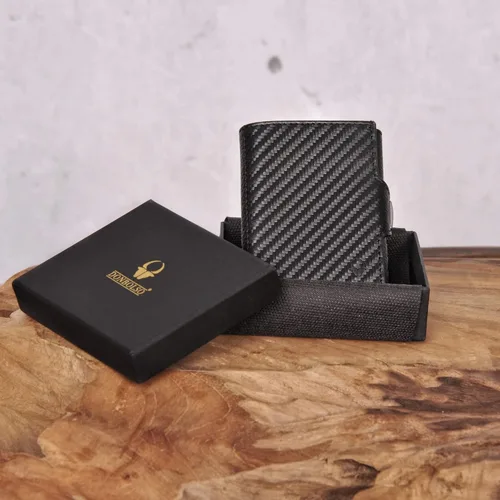 Vista 7 de DONBOLSO Wallet NextGen I - Cartera delgada moderna sin bolsillo para monedas, hasta 11 tarjetas, Napa granulada negra, Classic