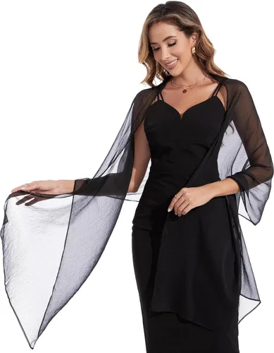 Vista 4 de Bufandas y envolturas de chal para mujer, para vestidos de fiesta de noche, transparentes, suaves, sedosos, de gasa, para boda o novia