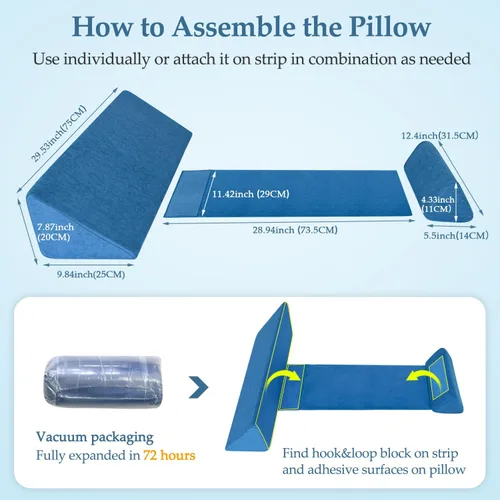 Vista 2 de NEPPT Almohada de Cuña Posicionadora Corporal Cuñas de Posicionamiento de Espalda Funda de Almohada de Elevación para Embarazo Dormitorio Alineación