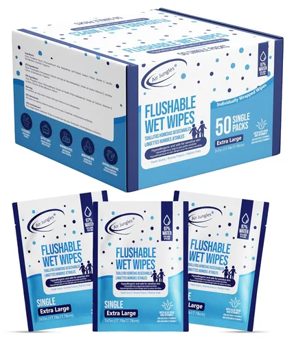 Vista 12 de Air Jungles Toallitas desechables de 150 unidades para adultos y niños, XL de 7 x 7 pulgadas con aloe vera y vitamina E para piel sensible