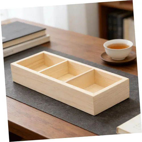 Vista 5 de FUOYLOO Wood Tea Bag Box with 3 Compartments Storage Organizer
