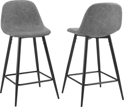 Vista 12 de Crosley Furniture Weston - Juego de 2 taburetes de bar tapizados con altura de mostrador, color marrón desgastado/negro mate