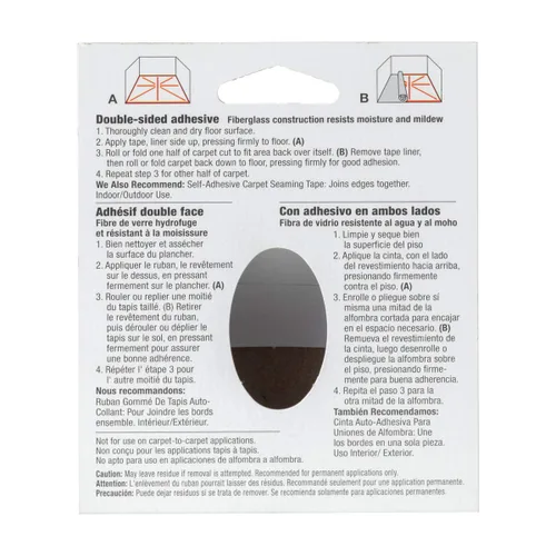 Vista 2 de Marca Duck Cinta para alfombras de interior y exterior, 1.41 pulgadas x 42 pies, blanca (286373)