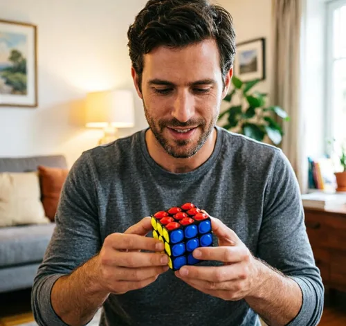 Vista 7 de AMAZA Cubo de velocidad 3x3 negro 3x3x3 rompecabezas de cubo mágico de velocidad Fidget Juguetes Táctil Cubo especial Puzzle Touch Twist Patch