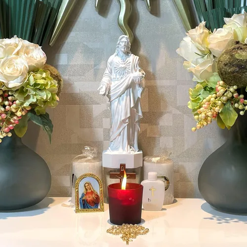 Vista 5 de Estatua de Cristo de oración del Señor de 12.7 pulgadas, decoración cristiana del Sagrado Corazón de Jesús, decoración para el hogar, regalo católico
